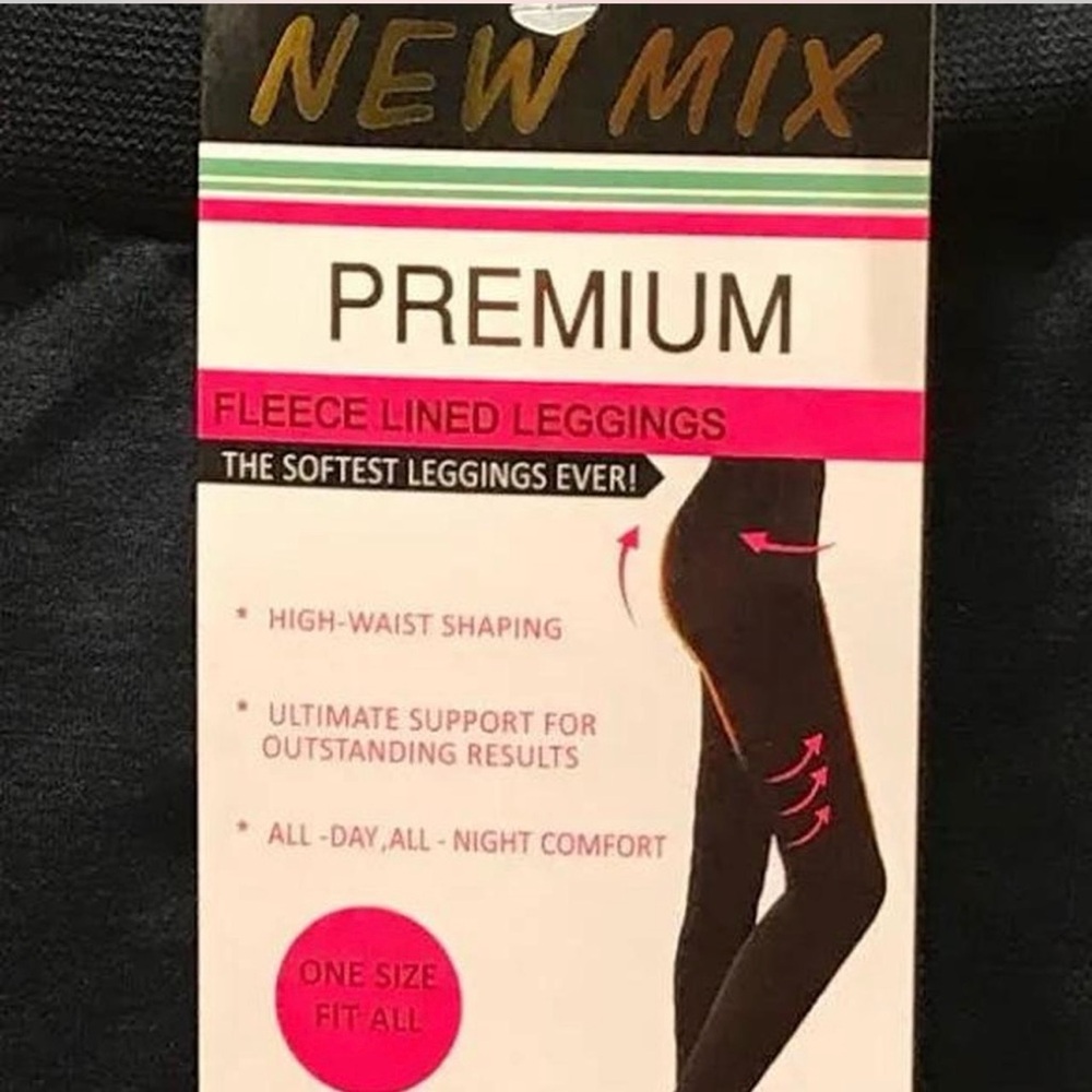 New Mix Premium Fleece Lined Leggings - Black